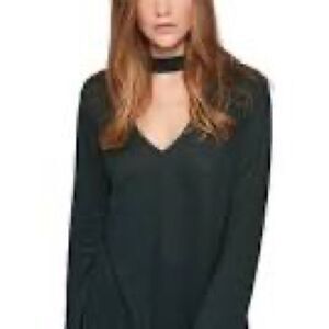 Sanctuary NWT Genevieve Linen Bell Sleeve Choker Top in Meadow Green. Size M.